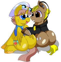 Size: 1280x1303 | Tagged: safe, artist:rainbowtashie, imported from derpibooru, caboose, full steam, promontory, silver lining, silver zoom, oc, oc:heavy jack, alicorn, earth pony, pony, butt, clothes, commissioner:bigonionbean, conductor hat, cutie mark, earpiece, extra thicc, flank, fusion, glasses, hat, male, not gay, plot, simple background, stallion, transparent background, uniform, wonderbolt trainee uniform, writer:bigonionbean