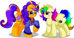 Size: 8500x4400 | Tagged: safe, artist:rainbowtashie, imported from derpibooru, moondancer, saffron masala, sweet biscuit, oc, oc:glimmering scones, oc:rainbow tashie, earth pony, pony, unicorn, blushing, butt, clothes, commissioner:bigonionbean, cute, cutie mark, ear piercing, earring, extra thicc, female, flank, flustered, fusion, fusion:glimmering scones, fusion:moondancer, fusion:saffron masala, fusion:sweet biscuit, glasses, jewelry, mare, nintendo 64, piercing, plot, simple background, transparent background, writer:bigonionbean