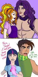 Size: 2500x5000 | Tagged: safe, artist:angelpony99, imported from derpibooru, adagio dazzle, aria blaze, sonata dusk, twilight sparkle, equestria girls, rainbow rocks, battle tendency, coincidence, comic, crossover, jojo's bizarre adventure, joseph joestar, kars, the dazzlings