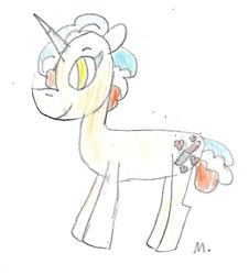 Size: 814x902 | Tagged: safe, artist:ptitemouette, imported from derpibooru, oc, oc only, oc:top model, pony, unicorn, magical lesbian spawn, offscreen character, offspring, parent:coco pommel, parent:sapphire shores, parent:sassy saddles, smiling, solo