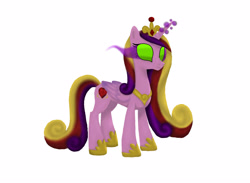 Size: 2860x2097 | Tagged: safe, artist:breathingartandmusic, imported from derpibooru, princess cadance, alicorn, pony, series:dark magic princesses, clothes, color change, corruptance, corrupted, corrupted cadance, dark equestria, dark magic, dark princess, dark world, darkened coat, darkened hair, evil cadance, female, glowing horn, horn, jewelry, magic, peytral, possessed, regalia, shoes, simple background, solo, sombra eyes, tiara, tyrant cadance, white background