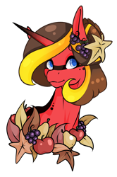 Size: 1024x1539 | Tagged: safe, artist:oneiria-fylakas, imported from derpibooru, oc, oc only, alicorn, pony, alicorn oc, bust, female, fruit, horn, mare, portrait, simple background, solo, transparent background, wings