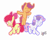 Size: 5000x4000 | Tagged: safe, artist:pixsoda, imported from derpibooru, apple bloom, scootaloo, sweetie belle, earth pony, pegasus, pony, unicorn, cutie mark, cutie mark crusaders, female, flying, scootaloo can fly, simple background, the cmc's cutie marks, transparent background, trio