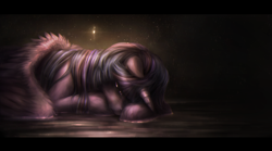 Size: 1800x1000 | Tagged: dead source, safe, artist:ventious, imported from derpibooru, twilight sparkle, alicorn, pony, female, letterboxing, remake, sad, solo, twilight sparkle (alicorn)