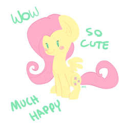 Size: 900x900 | Tagged: safe, artist:otterlore, imported from derpibooru, fluttershy, dog, pegasus, pony, shiba inu, beady eyes, blush sticker, blushing, cute, daaaaaaaaaaaw, doge, ear fluff, female, mare, shibe, shyabetes, simple background, sitting, solo, white background