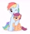 Size: 2768x3112 | Tagged: safe, artist:arrow__root, artist:ginmaruxx, imported from derpibooru, rainbow dash, scootaloo, pegasus, pony, blushing, cute, cutealoo, dashabetes, duo, female, filly, high res, hug, mare, one eye closed, open mouth, pixiv, scootalove, simple background, sisterly love, smiling, white background, wink