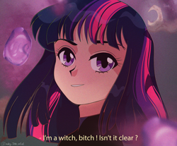 Size: 5784x4800 | Tagged: safe, artist:smileyjoke36, imported from derpibooru, twilight sparkle, human, absurd resolution, anime, fake screencap, female, humanized, sailor moon, solo, subtitles, vulgar