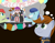 Size: 1920x1500 | Tagged: safe, artist:toshimatsu, derpibooru exclusive, imported from derpibooru, oc, oc only, oc:littlepip, oc:velvet remedy, earth pony, pony, unicorn, fallout equestria, balloon, banner, clothes, confetti, eyes closed, fanfic, fanfic art, female, grin, hooves, horn, jumpsuit, male, mare, overmare, party, pipbuck, smiling, stable 2, stallion, thought bubble, vault suit