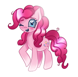 Size: 2446x2414 | Tagged: safe, artist:melanyschaffer, artist:opal_radiance, imported from derpibooru, pinkie pie, earth pony, pony, female, high res, mare, one eye closed, simple background, smiling, solo, transparent background, wink