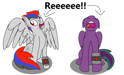 Size: 1280x772 | Tagged: safe, artist:lynnthenerdkitty, imported from derpibooru, pegasus, pony, open mouth, ponified, reeee, screeching, slipstream (transformers), starscream, transformers, volumetric mouth, wristband