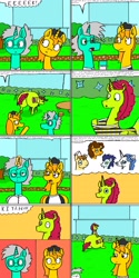 Size: 1600x3200 | Tagged: safe, artist:eternaljonathan, imported from derpibooru, cheese sandwich, donut joe, fancypants, soarin', oc, alicorn, earth pony, pegasus, pony, unicorn, comic:super party fusion, alicorn oc, butt, canterlot, canterlot castle, clothes, comic, commissioner:bigonionbean, cutie mark, dat ass was fat, dialogue, female, flank, fusion, glasses, horn, huge butt, jiggle, lab coat, large butt, magic, maid, male, mare, plot, scientist, screaming, stallion, the ass was fat, thicc ass, wings, writer:bigonionbean