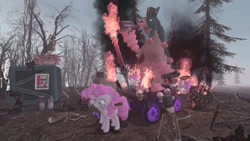 Size: 1280x720 | Tagged: safe, artist:horsesplease, imported from derpibooru, pinkie pie, earth pony, human, mudsdale, pony, 3d, bolter, bone, chaos, chaos (warhammer fantasy), chariot, clone, drunk, fail, female, fire, gmod, grimderp, gun, mare, modular, multeity, pinkie clone, pokémon, sad, scythe, skeleton, skull, sword, too much pink energy is dangerous, warhammer (game), warhammer 40k, warhammer fantasy, weapon