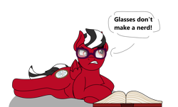 Size: 1280x772 | Tagged: safe, artist:lynnthenerdkitty, imported from derpibooru, oc, oc only, oc:shatter misty cloud, pegasus, pony, annoyed, book, female, glasses, ponified, reading, shatter, shatter (transformers), simple background, solo, transformers, transparent background