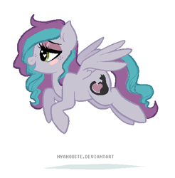 Size: 480x488 | Tagged: safe, artist:hippykat13, artist:sabokat, imported from derpibooru, oc, oc:kitty sweet, pegasus, pony, base used, blushing, cute, flying, freckles, lidded eyes, long hair, open mouth, younger