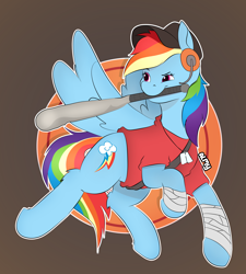 Size: 5776x6411 | Tagged: safe, artist:almond evergrow, imported from derpibooru, rainbow dash, pegasus, pony, baseball bat, crossover, mouth hold, parody, rainbow scout, scout, team fortress 2