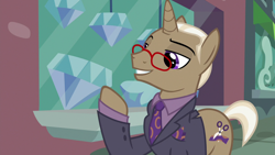 Size: 1280x720 | Tagged: safe, imported from derpibooru, screencap, bracer britches, pony, fake it 'til you make it, glasses, male, solo, stallion