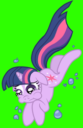 Size: 744x1140 | Tagged: safe, artist:scinstigator, artist:scintillant-h, imported from derpibooru, twilight sparkle, pony, unicorn, bubble, female, floppy ears, green background, mare, puffy cheeks, simple background, solo, swimming, unicorn twilight