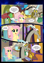 Size: 3259x4607 | Tagged: safe, artist:estories, imported from derpibooru, discord, fluttershy, draconequus, pegasus, pony, comic:nevermore, comic