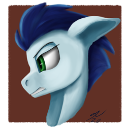 Size: 2160x2160 | Tagged: safe, artist:tenebrisnoctus, imported from derpibooru, soarin', pegasus, pony, bust, gritted teeth, male, portrait, solo, stallion