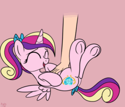 Size: 3500x3000 | Tagged: safe, artist:littlenaughtypony, imported from derpibooru, princess cadance, pony, ^^, animated, behaving like a cat, belly tickling, bellyrubs, cute, cutedance, daaaaaaaaaaaw, disembodied hand, eyes closed, female, frog (hoof), hand, hnnng, hoofbutt, lying down, on back, ponytail, smiling, sweet dreams fuel, teen princess cadance, tickling, underhoof, weapons-grade cute