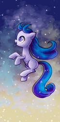 Size: 494x1000 | Tagged: safe, artist:sleepykoinu, imported from derpibooru, oc, oc only, earth pony, pony, earth pony oc, female, floating, mare, night, smiling, solo, stars