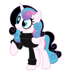 Size: 2445x2620 | Tagged: safe, artist:kazeblue, imported from derpibooru, princess flurry heart, alicorn, pony, alternate hairstyle, clothes, dyed mane, emo, eyeshadow, female, goth, lip piercing, makeup, mare, mascara, missing cutie mark, older, older flurry heart, piercing, princess emo heart, raised hoof, simple background, solo, sweater, transparent background