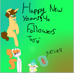 Size: 520x513 | Tagged: safe, artist:pawstheartest, imported from derpibooru, oc, oc only, pony, unicorn, abstract background, female, filly, glasses, glowing horn, happy new year, holiday, horn, magic, male, mare, milestone, stallion, telekinesis, unicorn oc