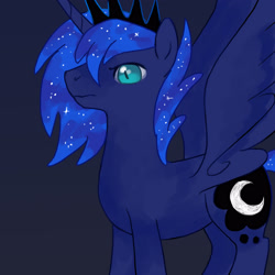 Size: 3000x3000 | Tagged: safe, artist:aritimas, imported from derpibooru, princess luna, alicorn, pony, glare, male, prince artemis, rule 63, solo, stallion