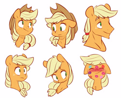 Size: 5052x4143 | Tagged: safe, artist:chub-wub, imported from derpibooru, applejack, earth pony, pony, absurd resolution, alternate hairstyle, applejack (male), blushing, bust, chest fluff, cute, eyes closed, female, freckles, implied appledash, implied lesbian, implied shipping, jackabetes, kiss mark, lipstick, male, mare, rule 63, simple background, solo, stallion, white background