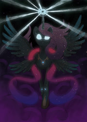 Size: 4000x5600 | Tagged: safe, artist:aritimas, imported from derpibooru, oc, oc only, alicorn, pony, seraph, seraphicorn, absurd resolution, alicorn oc, four wings, glowing eyes, horn, multiple wings, solo, spread wings, wings