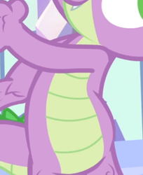 Size: 416x511 | Tagged: safe, imported from derpibooru, screencap, spike, dragon, equestria games (episode), belly, cropped, male, pictures of bellies, smiling, solo