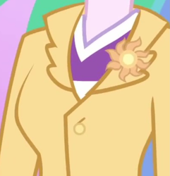 Size: 1043x1080 | Tagged: safe, imported from derpibooru, screencap, princess celestia, equestria girls, equestria girls series, holidays unwrapped, spoiler:eqg series (season 2), blazer, blizzard or bust, boobshot, breasts, brooch, clothes, cropped, cutie mark accessory, cutie mark brooch, female, jewelry, pictures of chests, principal celestia, solo