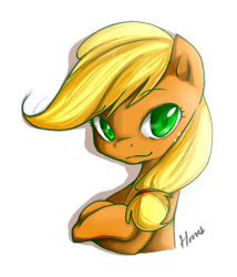 Size: 408x476 | Tagged: safe, artist:derpiihooves, imported from derpibooru, applejack, earth pony, pony, bust, colored pupils, female, goodest horse, mare, portrait, simple background, solo, transparent background