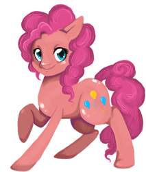 Size: 612x720 | Tagged: safe, artist:xxmurplexx, imported from derpibooru, pinkie pie, earth pony, pony, female, mare, raised hoof, simple background, solo, white background