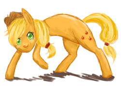 Size: 1008x720 | Tagged: safe, artist:xxmurplexx, imported from derpibooru, applejack, earth pony, pony, colored pupils, colored sketch, female, mare, simple background, sketch, solo, white background