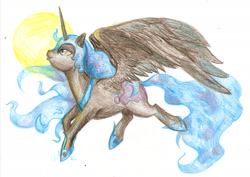 Size: 2187x1550 | Tagged: safe, artist:shad-o-ren, imported from derpibooru, nightmare moon, alicorn, pony, colored pencil drawing, female, mare, solo, traditional art