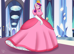 Size: 3300x2400 | Tagged: safe, artist:egstudios93, imported from derpibooru, princess cadance, equestria girls, clothes, cosplay, costume, dress, female, gown, princess peach, solo, super mario bros.