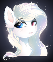 Size: 928x1081 | Tagged: safe, artist:a-lunar-eclipse, imported from derpibooru, oc, oc:lunar eclipse, pony, unicorn, heterochromia, open mouth, solo