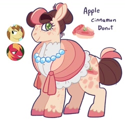 Size: 1024x995 | Tagged: safe, artist:babypaste, artist:goatpaste, imported from derpibooru, big macintosh, donut joe, oc, oc:apple cinnamon donut, earth pony, pony, clothes, female, jewelry, magical gay spawn, mare, necklace, offspring, parent:big macintosh, parent:donut joe, parents:donutmac, shawl, simple background, white background