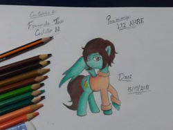 Size: 2048x1536 | Tagged: safe, artist:fernandojc-draftsman, imported from derpibooru, oc, oc only, pegasus, pony, clothes, pegasus oc, signature, solo, traditional art, wings