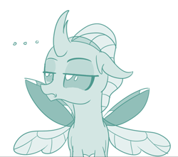 Size: 403x357 | Tagged: safe, artist:sintakhra, edit, imported from derpibooru, ocellus, pony, tumblr:studentsix, annoyed, cropped, female, lidded eyes, ocellus is not amused, solo, spread wings, unamused, wings