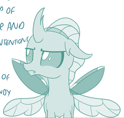 Size: 376x357 | Tagged: safe, artist:sintakhra, edit, imported from derpibooru, ocellus, pony, tumblr:studentsix, angry, cropped, female, ocellus is not amused, solo, spread wings, unamused, wings