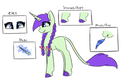 Size: 1671x1089 | Tagged: safe, artist:f-lowers088, imported from derpibooru, oc, oc only, oc:emmy, dracony, dragon, hybrid, dracony oc, dracony unicorn, female, reference, reference sheet, simple background, solo, transparent background