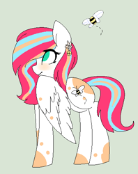 Size: 420x531 | Tagged: safe, artist:f-lowers088, imported from derpibooru, oc, oc only, oc:honey bee, bee, insect, pegasus, pony, blushing, cutie mark, female, mare, pegasus oc, simple background, solo, solo female, wings