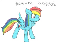 Size: 1169x866 | Tagged: safe, artist:cmara, imported from derpibooru, rainbow dash, pegasus, pony, female, mare, simple background, solo, traditional art, white background