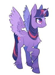 Size: 1060x1438 | Tagged: safe, artist:almost-casey, imported from derpibooru, twilight sparkle, alicorn, pony, chest fluff, ear fluff, female, mare, simple background, solo, spread wings, twilight sparkle (alicorn), two toned wings, unshorn fetlocks, white background, wings