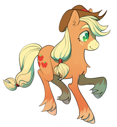 Size: 1196x1308 | Tagged: safe, artist:almost-casey, imported from derpibooru, applejack, earth pony, pony, chest fluff, coat markings, cowboy hat, ear fluff, female, hat, mare, profile, simple background, solo, unshorn fetlocks, white background