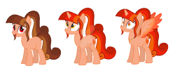 Size: 1024x428 | Tagged: safe, artist:starryflame, imported from derpibooru, oc, oc only, oc:starry flame, alicorn, earth pony, pony, unicorn, alicorn oc, earth pony oc, horn, simple background, solo, timeline, transparent background, unicorn oc, wings