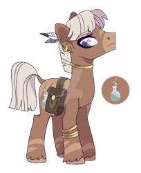 Size: 600x734 | Tagged: safe, artist:sweet-psycho-uwu, artist:x-dainichi-x, imported from derpibooru, oc, oc only, hybrid, pony, zony, bag, deviantart watermark, male, obtrusive watermark, offspring, parent:trouble shoes, parent:zecora, saddle bag, simple background, solo, transparent background, watermark