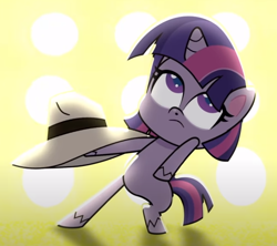 Size: 694x617 | Tagged: safe, imported from derpibooru, screencap, twilight sparkle, alicorn, pony, my little pony: pony life, spoiler:pony life s01e46, bipedal, cropped, dancing, female, g4.5, hat, solo, sportacular spectacular musical musak-ular, twilight sparkle (alicorn), we shine brighter together